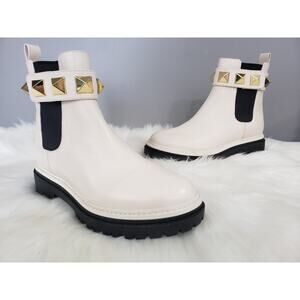 NEW SIZE‎ 8 White Gold MICHAEL Michael Kors Stark Pyramid Studs Chelsea Boots